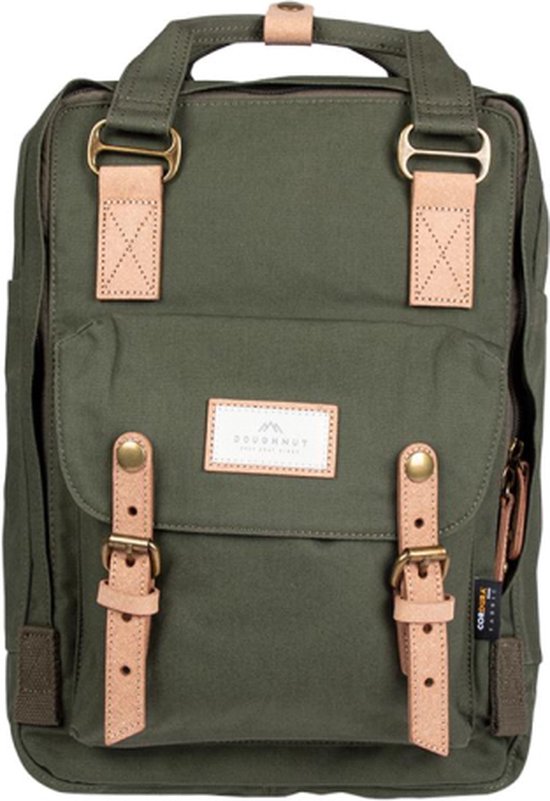 Doughnut laptoprugzak / Rugtas / Schooltas - 14 inch - Macaroon PFC Vrij - Legergroen