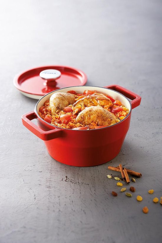 Pyrex Slowcook Braadpan - Gietijzer - Ø 24 cm - 3.6 l - Rood