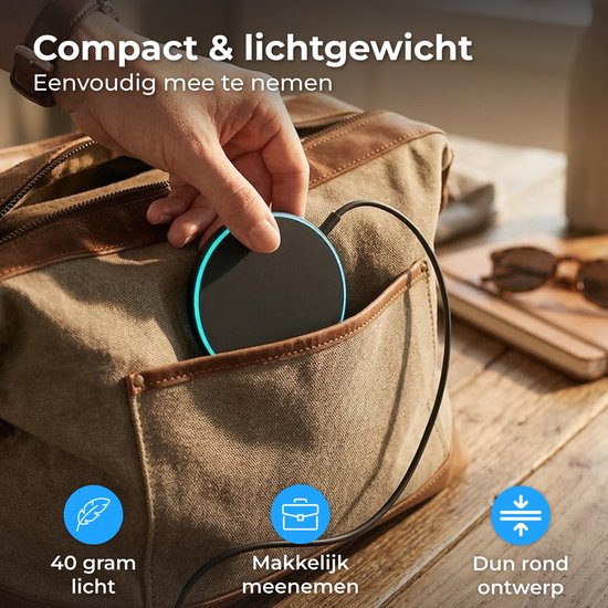 Nuvance Draadloze Oplader 15W - Draadloos Oplader - Geschikt voor MagSafe - USB C - Snellader - Wireless Charger - Zwart