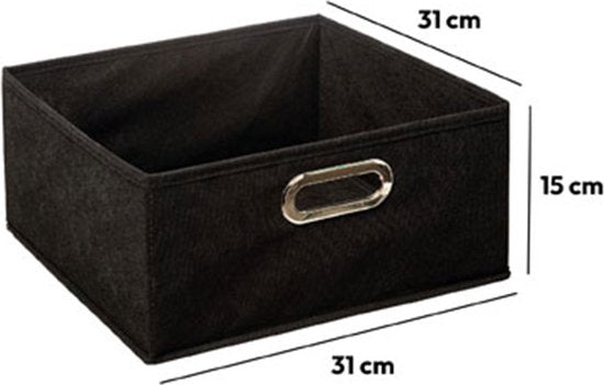 5Five Opbergmand/kastmand - zwart - linnen - 14 liter - 31 x 31 x 15 cm - Opbergbox - Vakkenkast manden