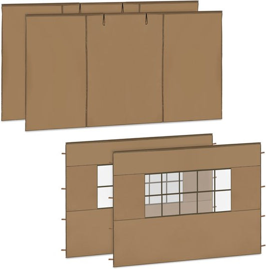 VONROC Zijwanden Set - 3x4.5M - Voor Premium Partytent PT502XX - Waterdicht - 50+ UV Be-scherming - Beige