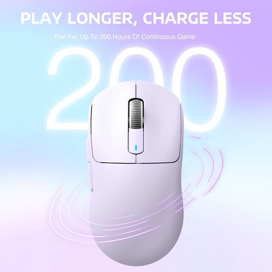 ATTACK SHARK Draadloze Gaming Muis - Bekabeld/2.4G/BT5.4 - Lichtgewicht 49G - PAW3395 - 26000DPI - Lavender