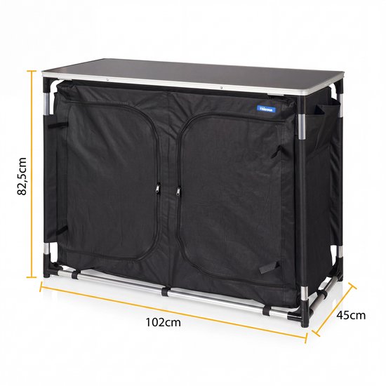 Outdoor Camping Keuken – Campingkast - Buitenkeuken – 6 Secties – Aluminium Frame – Verstelbare Poten – Grijs - Tristar KI-0769