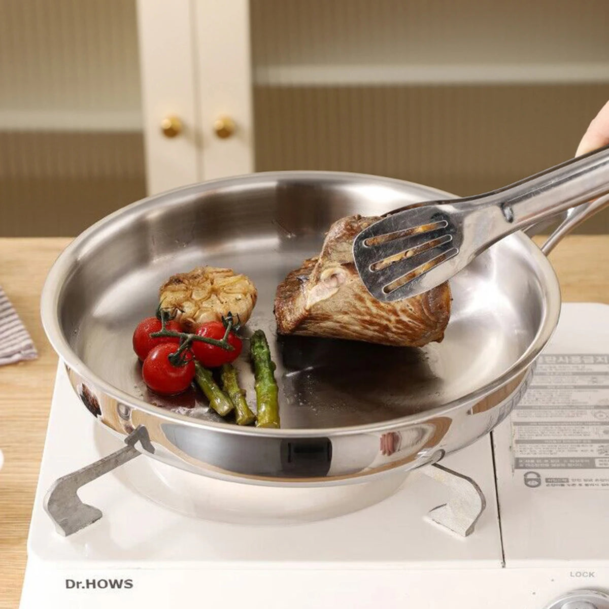 PURECOOK Tri-Ply RVS Koekenpan 28 cm - 304 RVS - Zilver - Geschikt voor Alle Kookplaten