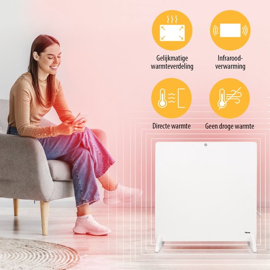 Tristar KA-5090 Infrarood Paneelverwarming - 425 Watt - Instelbare Thermostaat - IP44 Spatwaterdicht - Wit