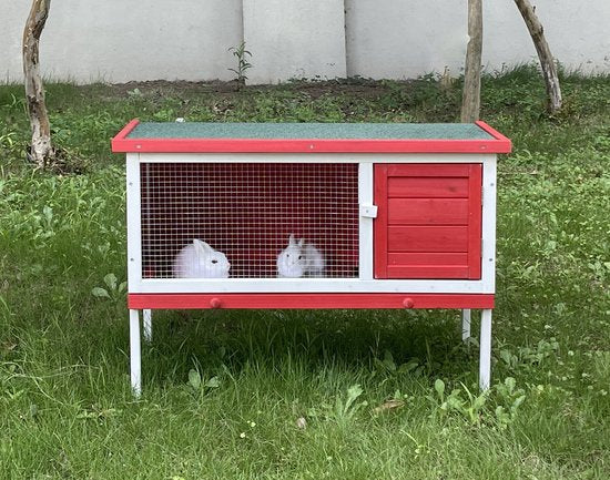 Konijnenhok - hok voor knaagdier konijn cavia - kooi voor dieren - dierenverblijf - geschikt voor binnen en buiten