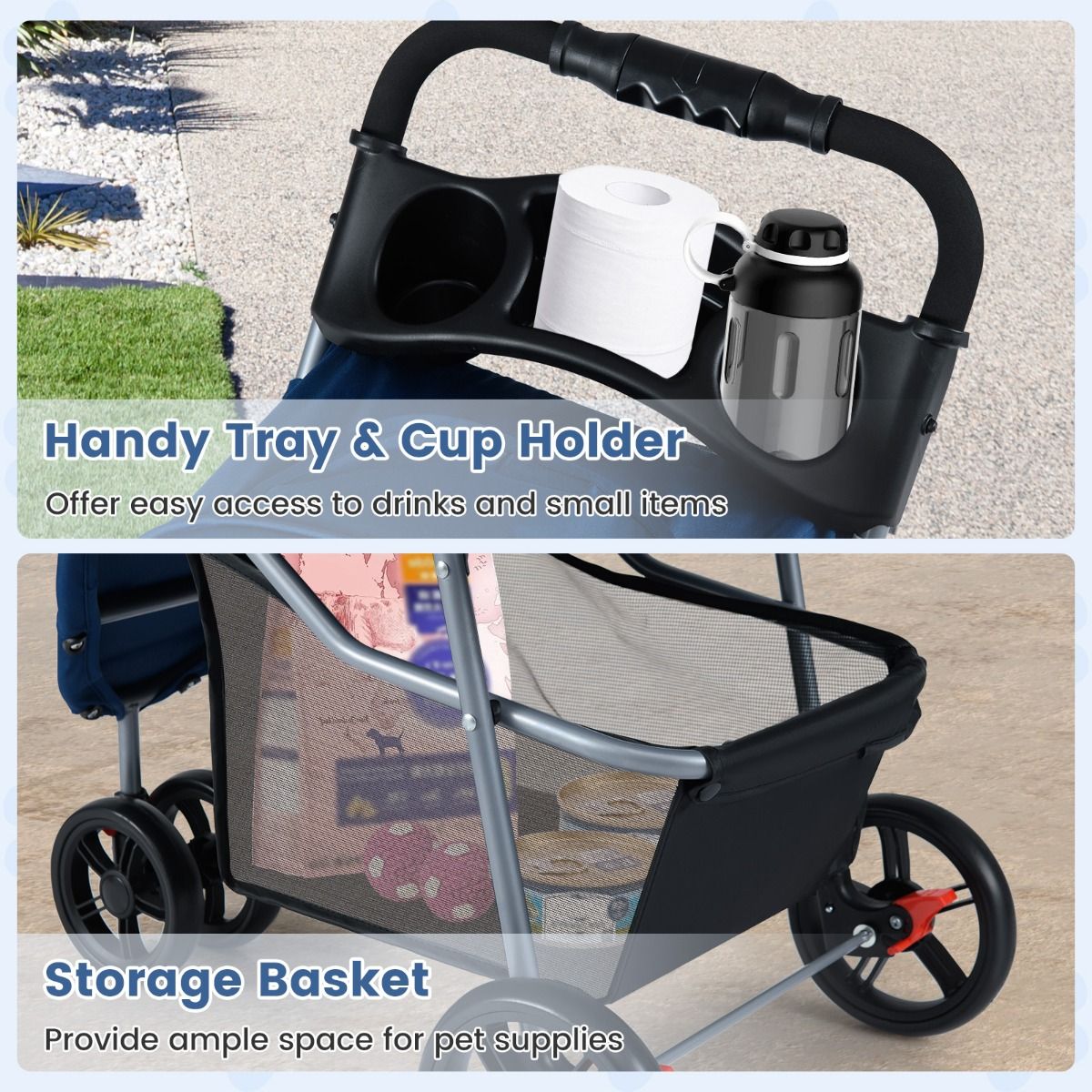 Coast Opvouwbare Huisdierenwagen - verstelbare zonnekap - wasbare bekleding - donkerbkauw