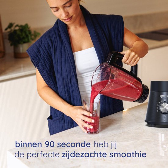 Safecourt Kitchen Power blender - 5 automatische programma's - Smoothie maker - 1000 Watt - Zwart