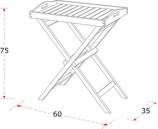 AXI Lora Teak Bijzettafel Opklapbaar – Met Afneembaar Dienblad – 60 x 35 x 75 cm – Teakhout – Lichtgewicht – Inklapbaar – Voor Tuin, Terras en Balkon