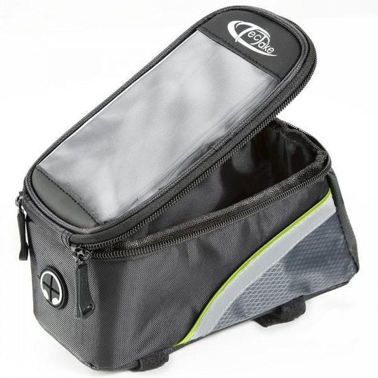 TecTake - Frametas fietstas voor o.a. smartphone e.d. zwart groenL 401610