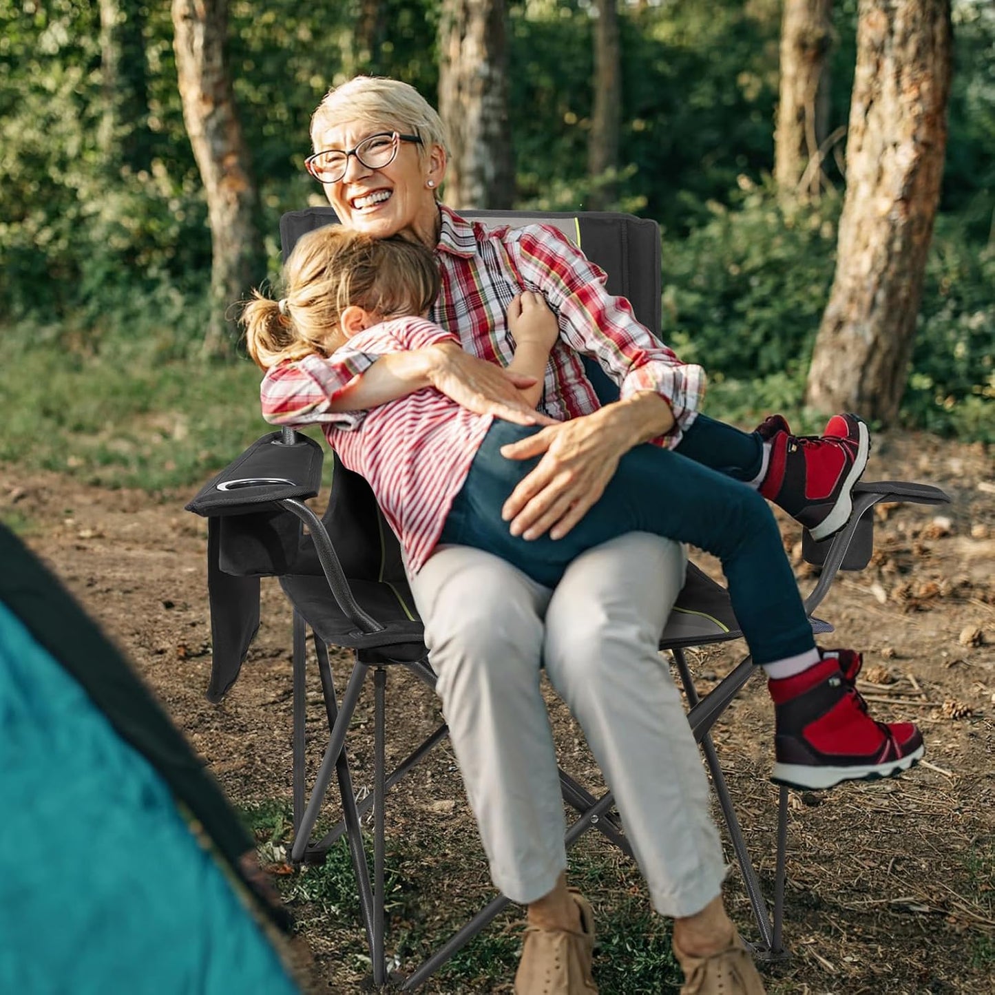 Join Nature Opvouwbare Campingstoel - Zwart - 56 x 94 x 97 cm - Belastbaar tot 227 kg
