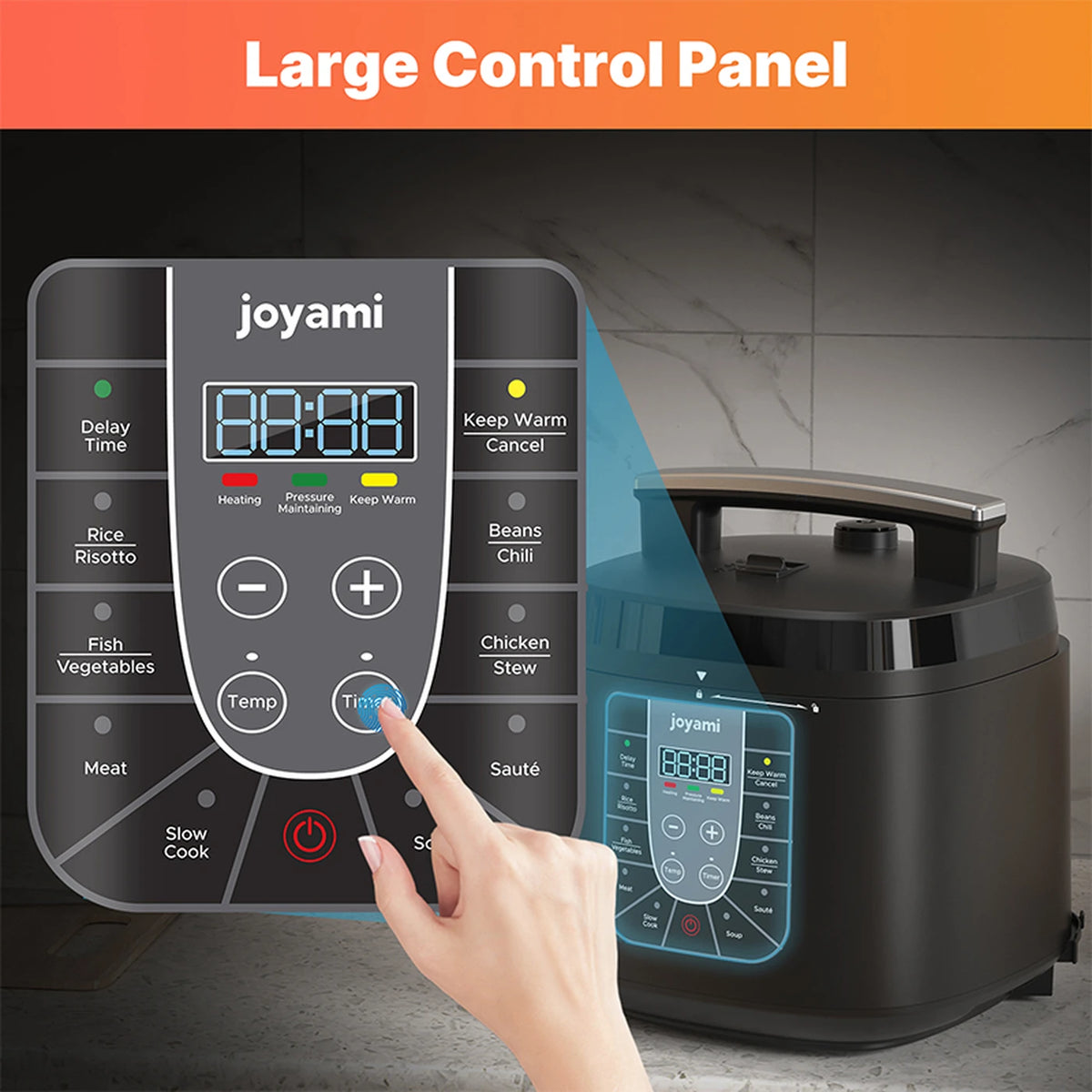 Joyami 6L Airfryer en Snelkookpan Combo - Dubbel Display - Zwart