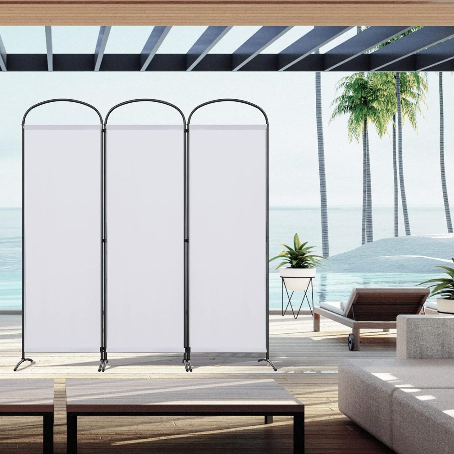 Angel Living Kamerscherm - 3 Panelen - 168 x 182 cm - Binnen en Buiten - Wit