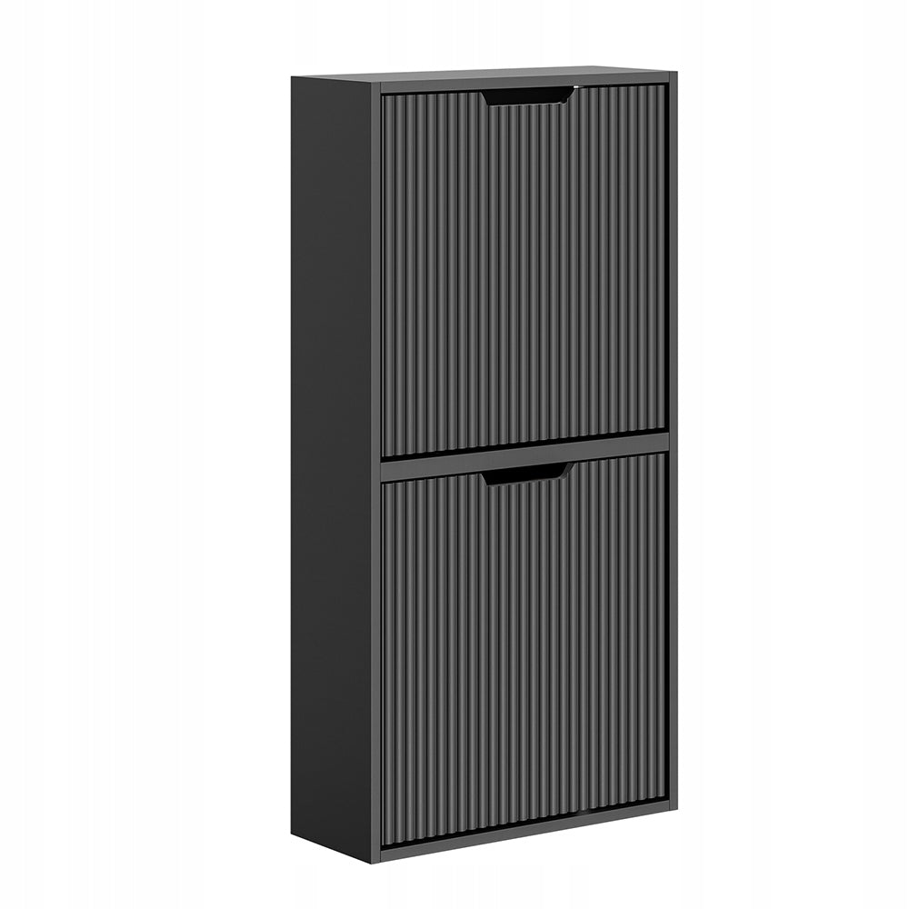 SoBuy FSR204-SCH Hangschoenenkast met 2 Klapdeuren voor Hal - Zwart MDF - 50x19x99 cm