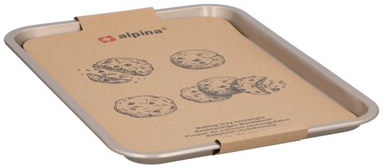 alpina Bakplaat 35x24 cm - Antiaanbaklaag voor Eenvoudig Losmaken van Gebak - Ideaal voor Koekjes, Gebak en Ovenschotels - Makkelijk te Reinigen - Rechthoekige Vorm - Kleur Goud