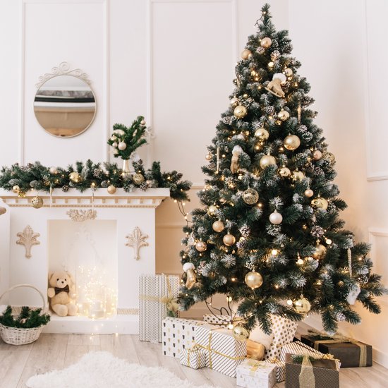 PristinePine Volle Kunstkerstboom met sneeuw 180cm - Stevige kerstboom - Metalen voet - Snel opgezet
