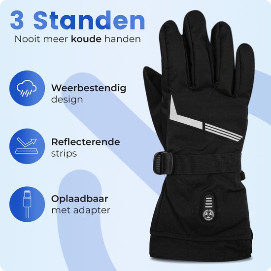 Qualitá® Verwarmde Handschoenen - Handschoenen Verwarmd - Waterafstotende - Elektrische Handschoenen Maat M - Met Touchscreen Compatibiliteit - Wintersport - Oplaadbaar - Zwart