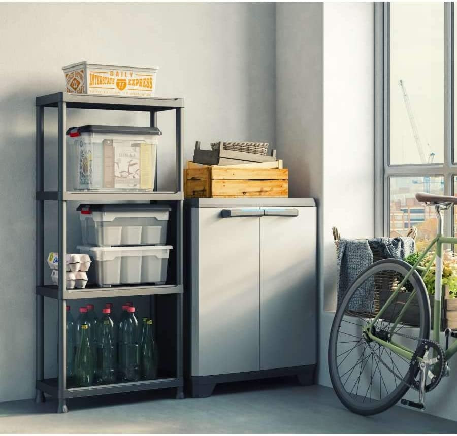 Keter Linear Opbergkast laag - 1 plank- 39x68x90cm - Zwart/Grijs