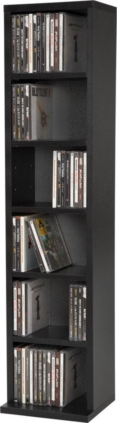 tectake® - CD-rek dvd rek - cd-rek - staand - zwart - 90x21x16 cm - 401701