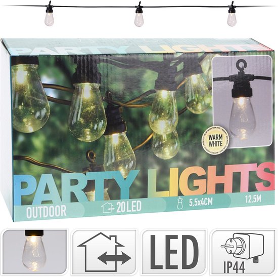 PartyLight LED Feestverlichting - 20 Lampjes - 12.5 m - Warm Wit Licht