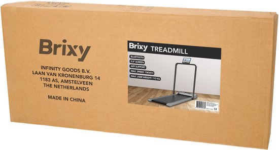 Brixy Loopband voor Thuis - Bluetooth - 1-10 km/u - Inklapbaar - 120 x 53 x 12 cm - Antraciet - Zwart