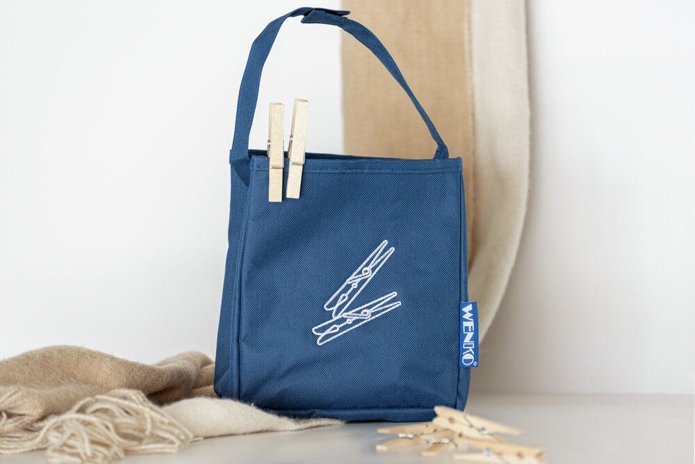 WENKO Wasknijperzak Blauw - Polyester - Met Klittenband en Schouderfunctie