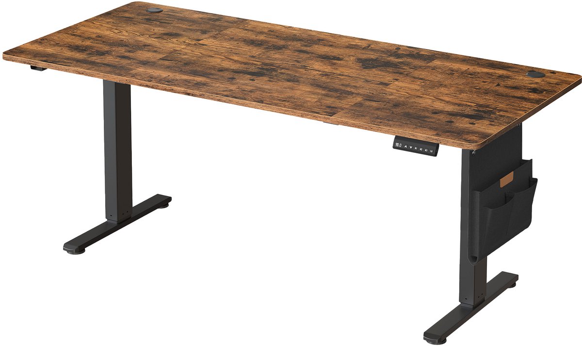 Ochama Elektrisch Zit-Sta Bureau 180 x 80 cm - Zwart-Bruin - 72-120 cm - Geheugenfunctie