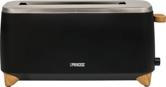 Princess 142361 Broodrooster Pure - 6 bruiningsstanden - 1000W - bamboe - zwart