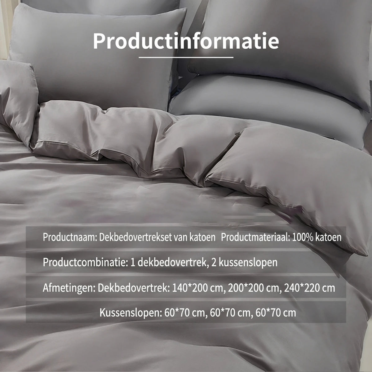 Ochama x H.XUN Dekbedovertrekset - 100% Katoen - 140 x 200 cm - Grijs - 3-delig
