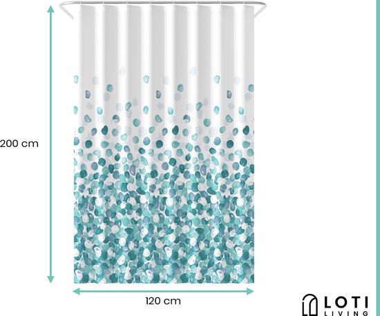 Loti Living Douchegordijn Anti Schimmel – Oceaan - Inclusief ringen – Waterdicht - Polyester - Douchegordijn 120x200 cm