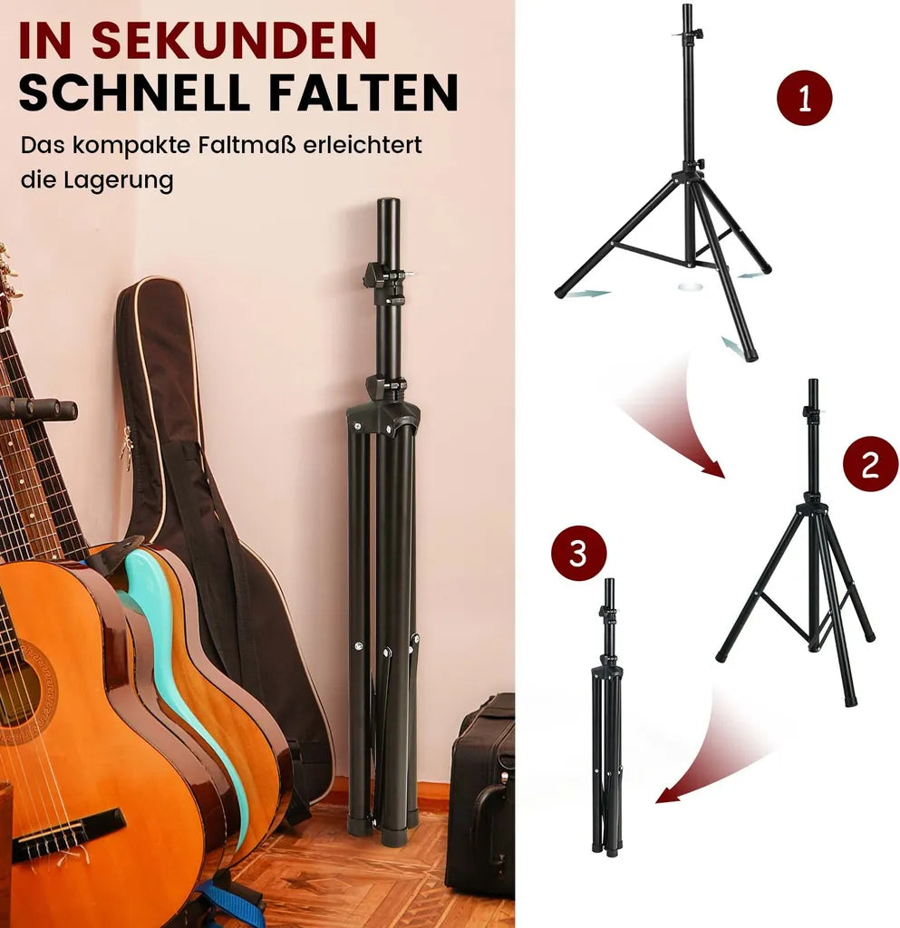 Coast Speakerstatief – Verstelbaar tot 183 cm – max. 50 kg – 12 x 12 x 97 cm – Zwart