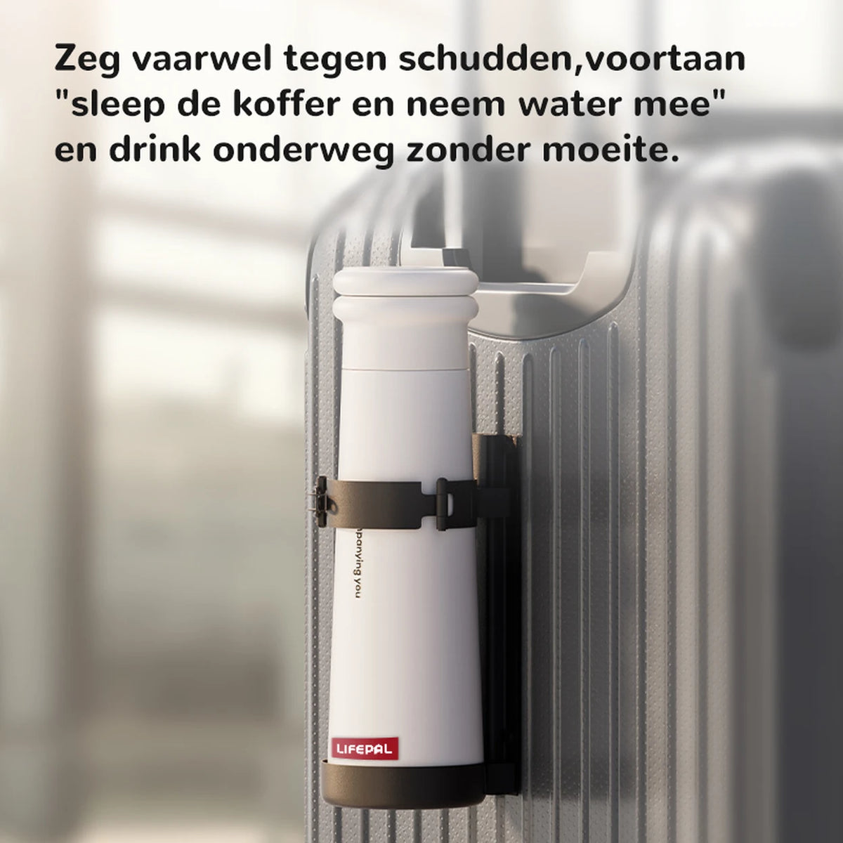 LIFEPAL BF25B572 waterfles met magnetische telefoonhouder - 550 ml - rozerood