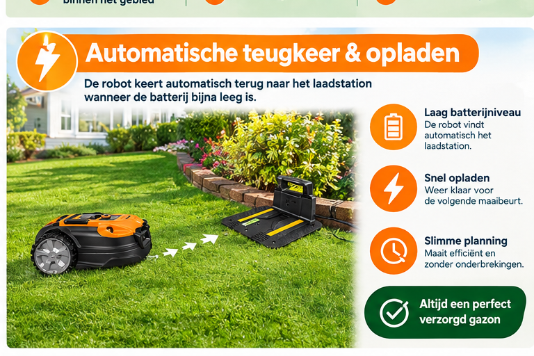 LawnMaster VBRM18AMIDR Robotmaaier - Geel - 72,5 x 42,5 x 32,3 cm - Tot 500 m²