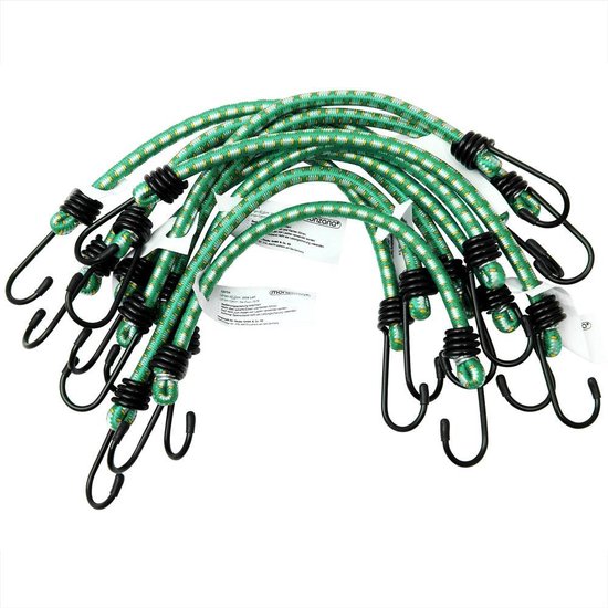 10 x Rubberen Bagagespin met haken 61 cm x 8 mm Ø