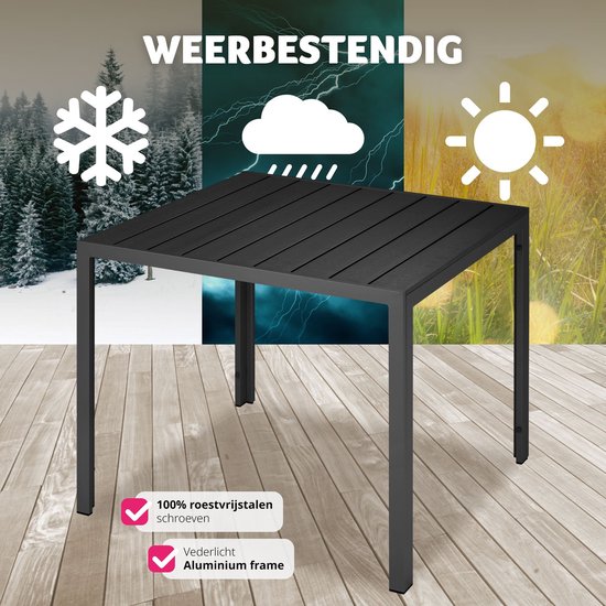 tectake® - Tuintafel Maren - Vierkant - zwart - 402954