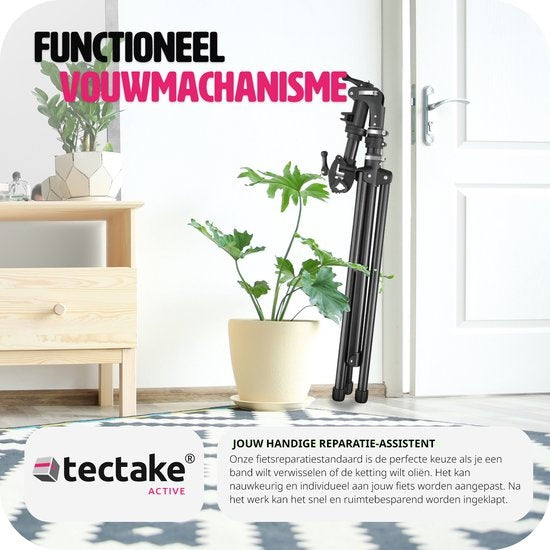 tectake® - Fiets reparatiestandaard Tristan - Snelsluitingen - Klemkop - 360° Draaibaar - In hoogte verstelbaar - Max. 50kg. - Montagestandaard - Geschikt voor e-bikes electrische fiets - 404920