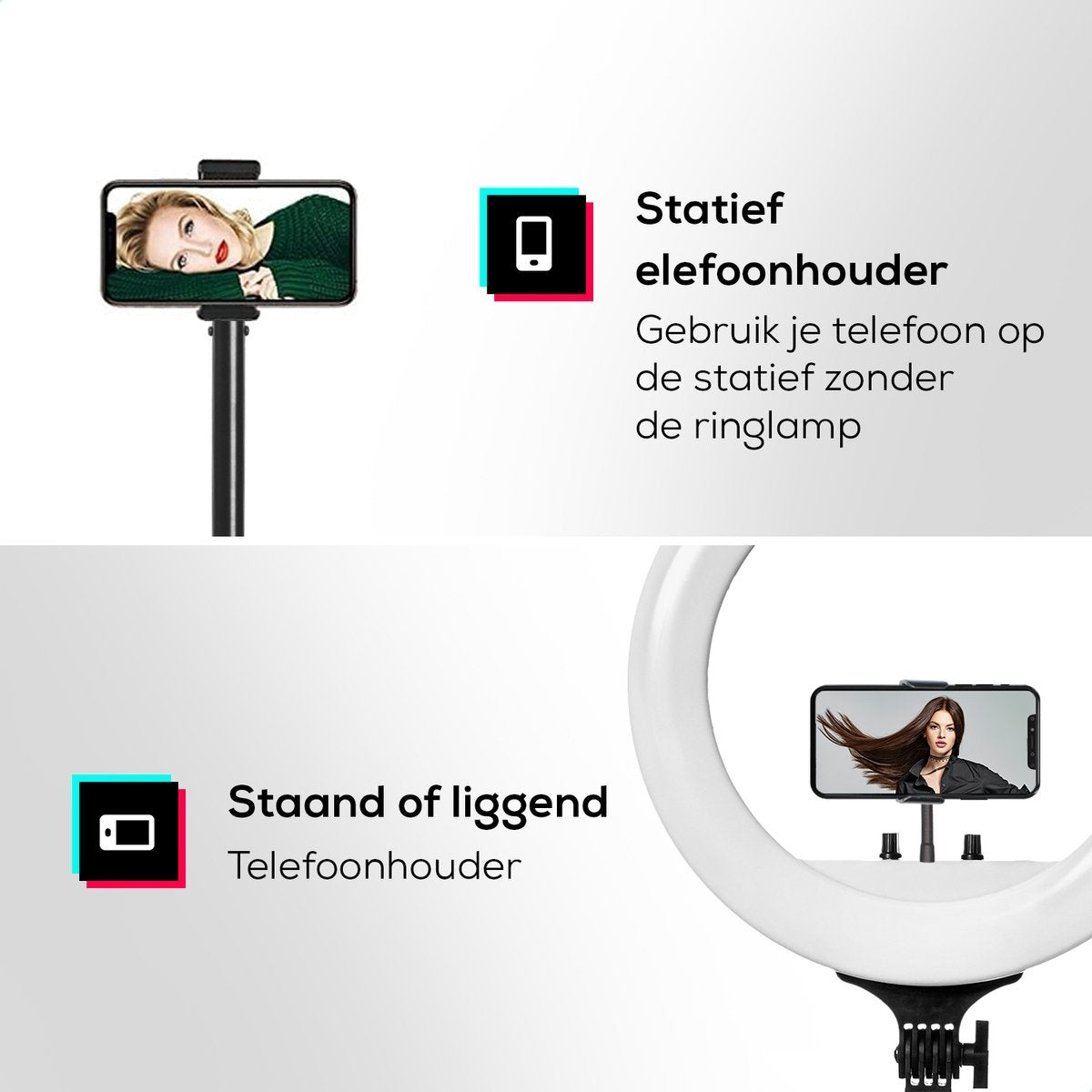 Lurk Ringlamp PRO - 18 inch - 45 cm - zwart - met verstelbaar statief - afstandsbediening