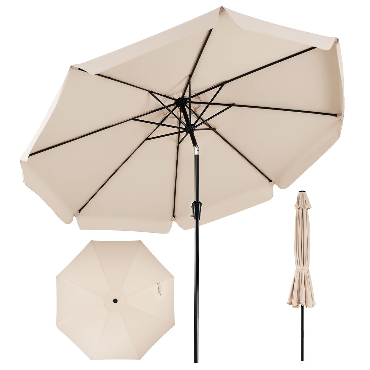 Coast parasol kantelbaar - 3 meter diameter - metalen stok - beige