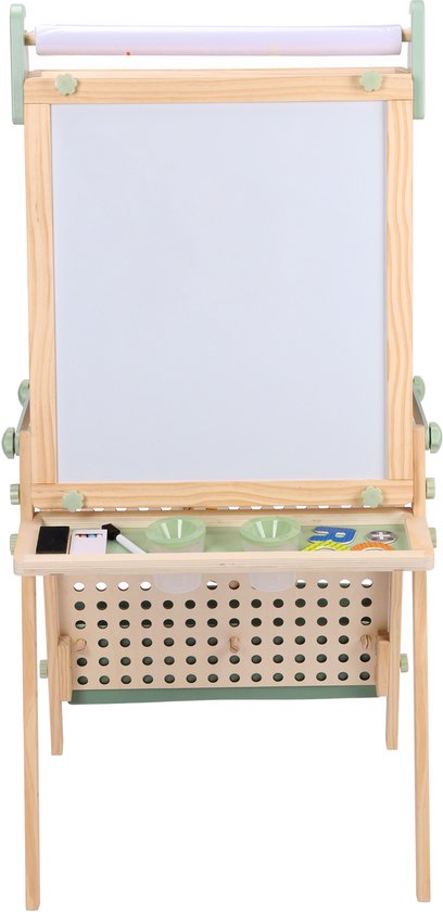 Sunny Mika Activiteiten Ezel – Houten Kinder Ezeltje – Speelezel met Whiteboard, Krijtbord, Magnetisch Bord & Pegboard – Inclusief Papierrol, Magneten, Krijtjes, Eraser, Pegboard Accessoires en meer – Educatief Speelgoed