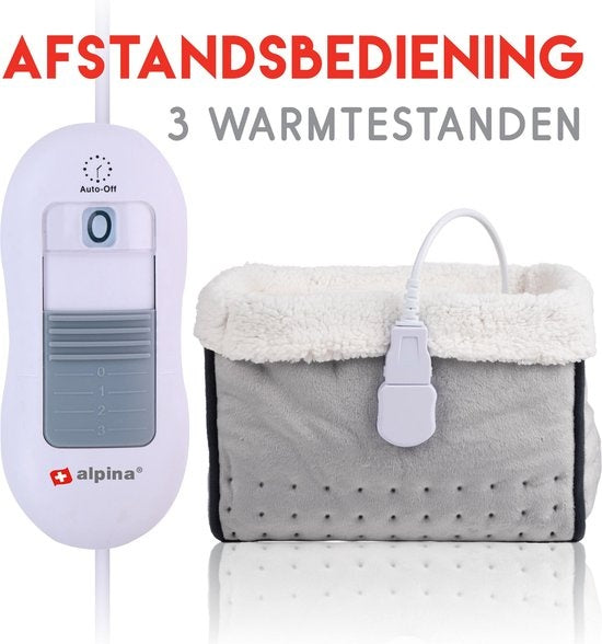 alpina Elektrische Voetenwarmer - Overhittebeveiliging - Binnenhoes Wasbaar - 3 Warmtestanden - Grijs