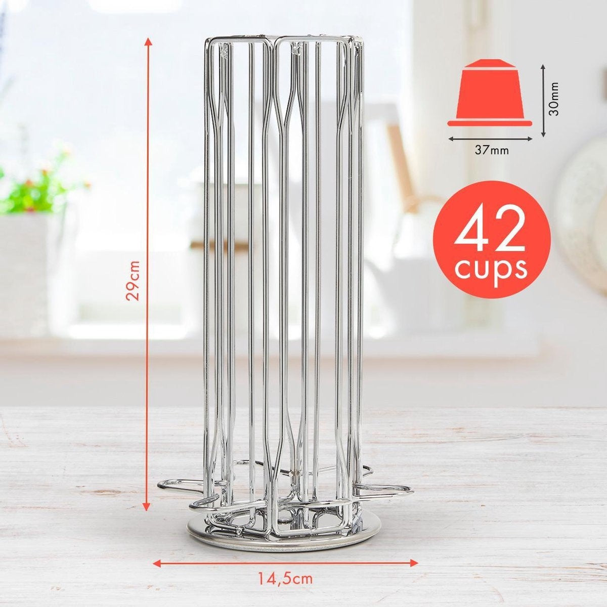 KitchenBrothers Capsulehouder - Koffiecups houder - Geschikt voor Nespresso - 42 Cups - Draaibaar - RVS