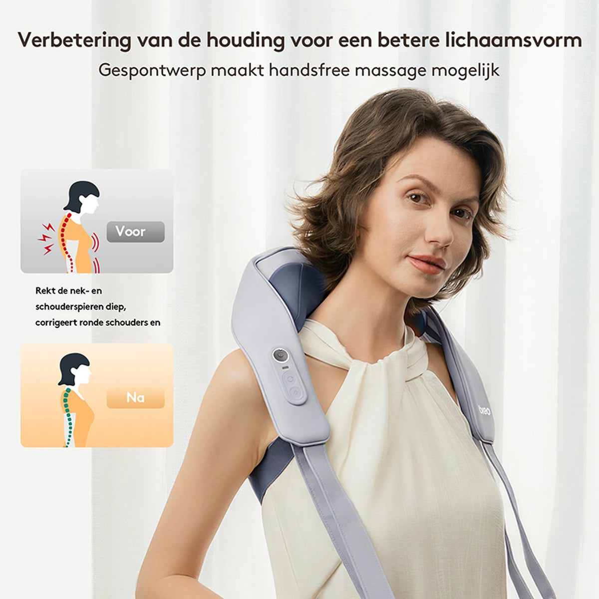 Breo N6 Mini Nekmassageapparaat met Warmte - Draadloos - 80 Minuten - Nek en Schouders