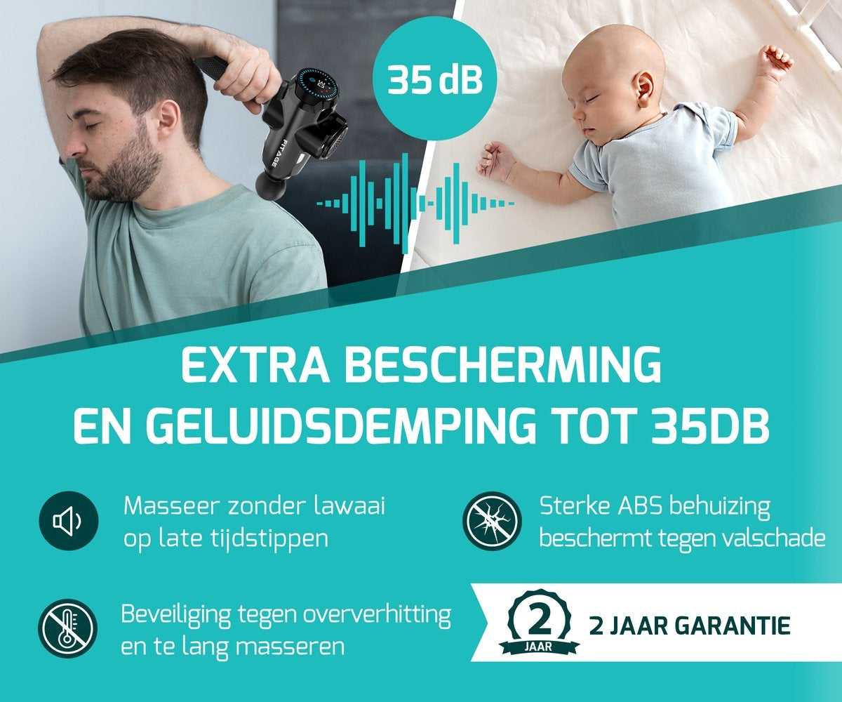 FITAGE Massage Gun Professioneel - 12 Opzetstukken - Massage Apparaat - Massage Pistool 30 Standen - Massageapparaat - Massagegun