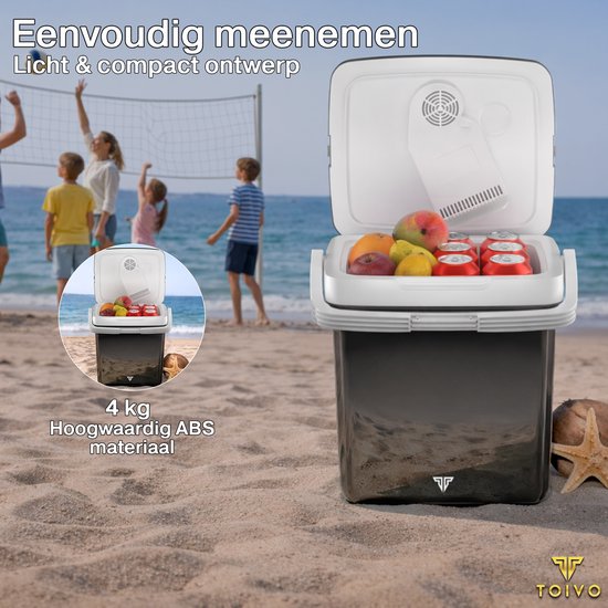 Toivo Elektrische Koelbox - 26 Liter - 12V en 230 volt - Auto - Camping Koelkast - Koelen en Verwarmen - Frigobox - Zwart