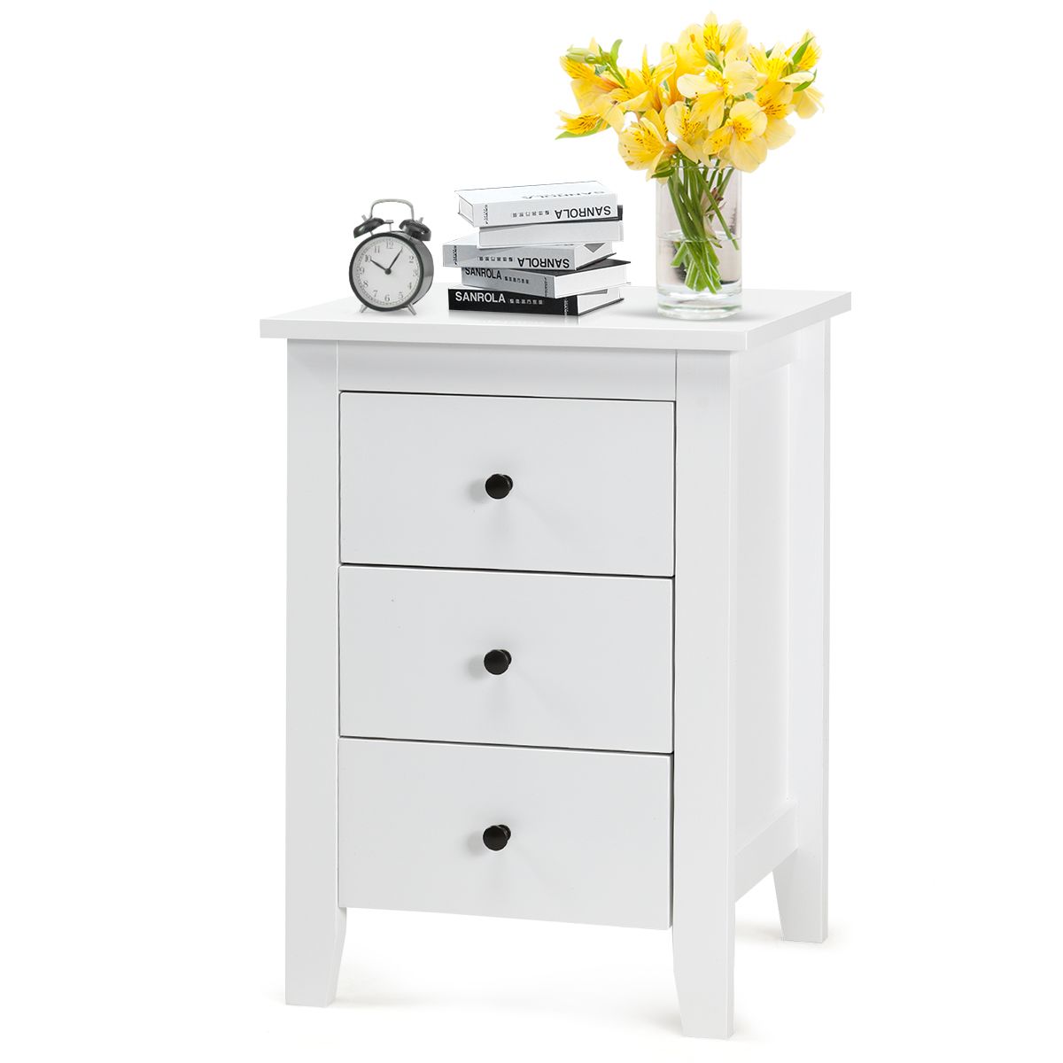 Coast Nachtkastje met 3 Laden Modern – Wit – 46 x 37 x 65 cm – Stijlvol & Ruime Opbergruimte
