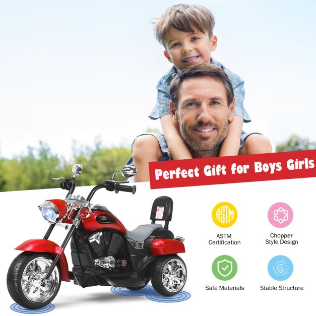 Coast Chopper - Elektrische Kinder Motorfiets - 91 x 48 x 64 cm - rood + zwart