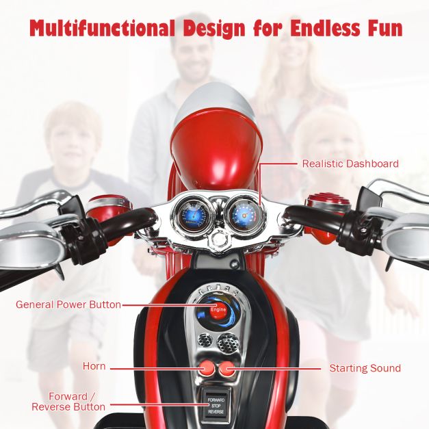 Coast Chopper - Elektrische Kinder Motorfiets - 91 x 48 x 64 cm - rood + zwart