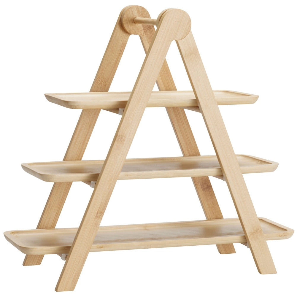 Koopman Serveerschaal - 3 Verdiepingen - Hout - 43 x 18 x 39 cm - Beige
