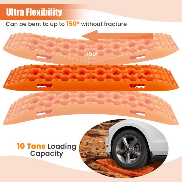 Coast Offroad Tractieplanken – Set van 2 – 10 Ton Draagvermogen – 150° Buigbaar – 107 x 31 x 7 cm – Oranje