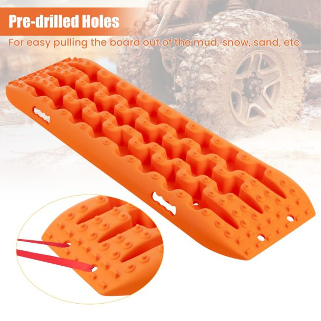 Coast Offroad Tractieplanken – Set van 2 – 10 Ton Draagvermogen – 150° Buigbaar – 107 x 31 x 7 cm – Oranje